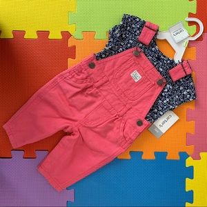 Pink denim overall set